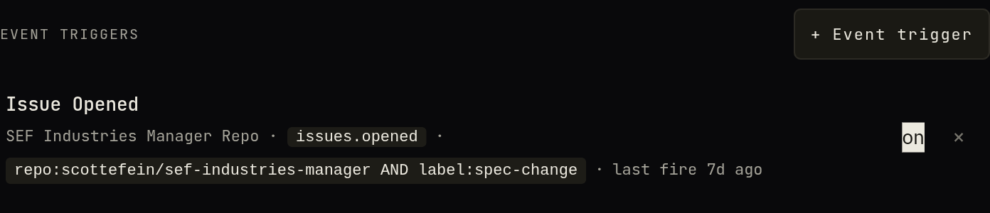The "Issue Opened" event trigger that fires the workflow off new issues